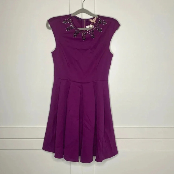 TED BAKER Jadore Purple Beaded Dress - Picture 1 of 8